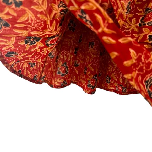 Alix of Bohemia Maria Carnelian Cotton Tiered Floral Smocked Mini Skirt Size M - Picture 7 of 10